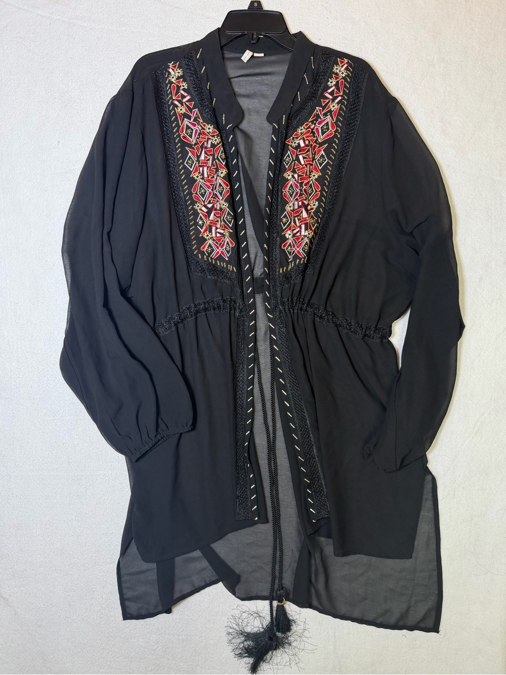 Cato Plus Size 26/28W Sheer Black Embroidered Bathing Suit Cover-Up